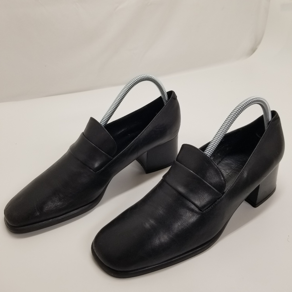 Nickels Soft Womans Size 8.5W Black Soft Leather Loafer Pumps Slip On Career